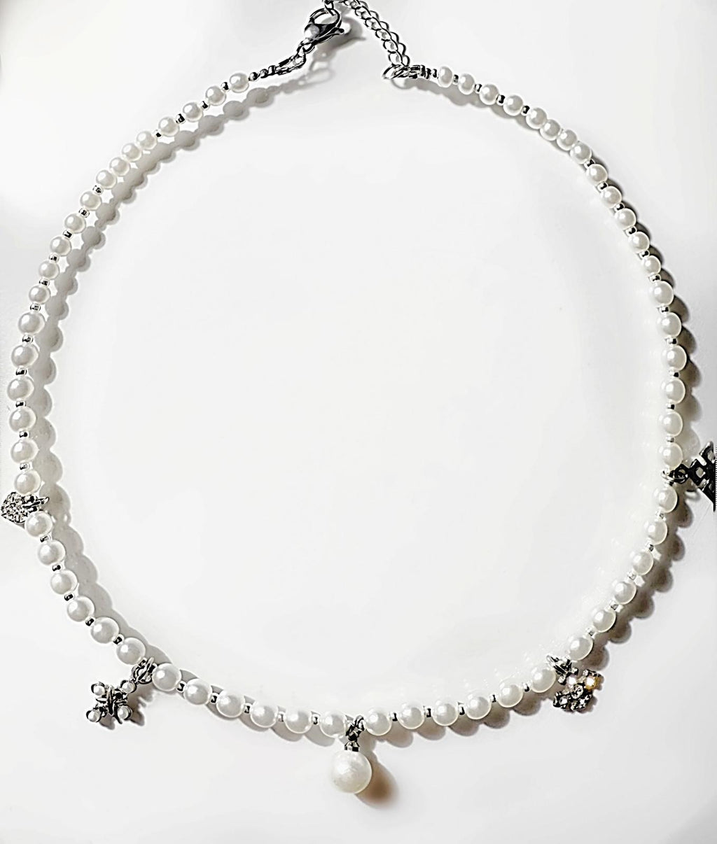 Choker pearls&silver Special collection